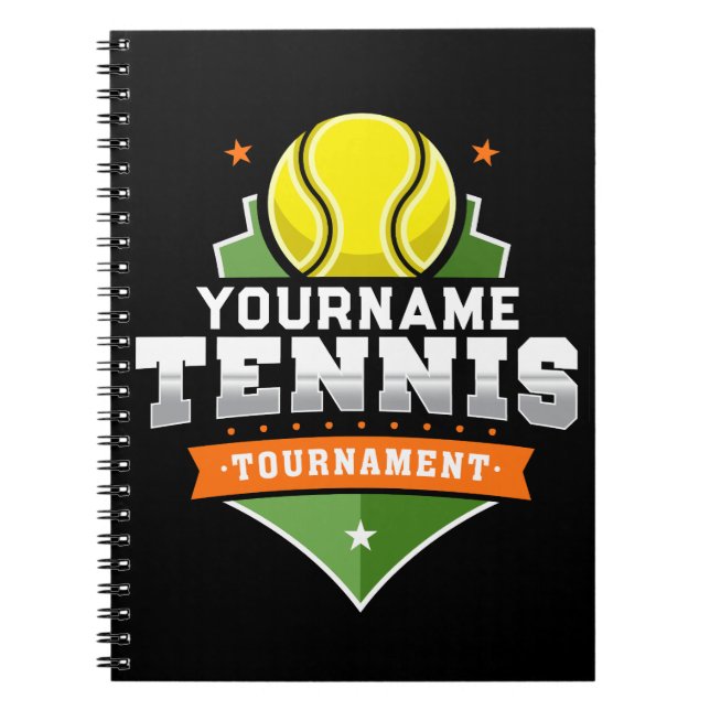 Carnet Joueur de tennis personnalisé NOM Tournoi universi (Devant)