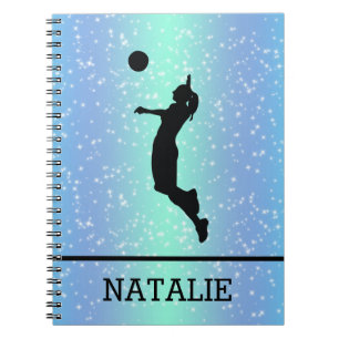 Carnet Joueuse de volleyball Girl Sparkle Nom personnalis