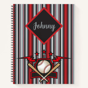 Carnet Jouons au ballon rayé rouge et gris
