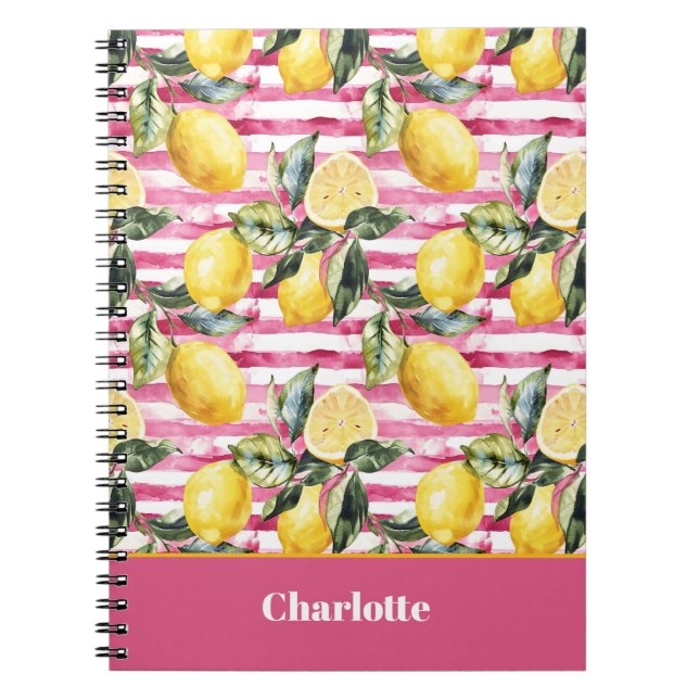 Carnet Journal à Motif Citron avec Nom Personnalis (Devant)