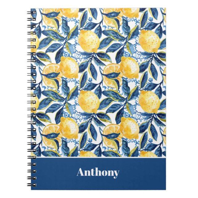 Carnet Journal à Motif Citron Nom Personnalisé (Devant)