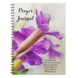 Carnet Journal de prière d'art à fleurs violettes