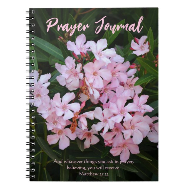 Carnet Journal de prière de fleurs roses (Devant)