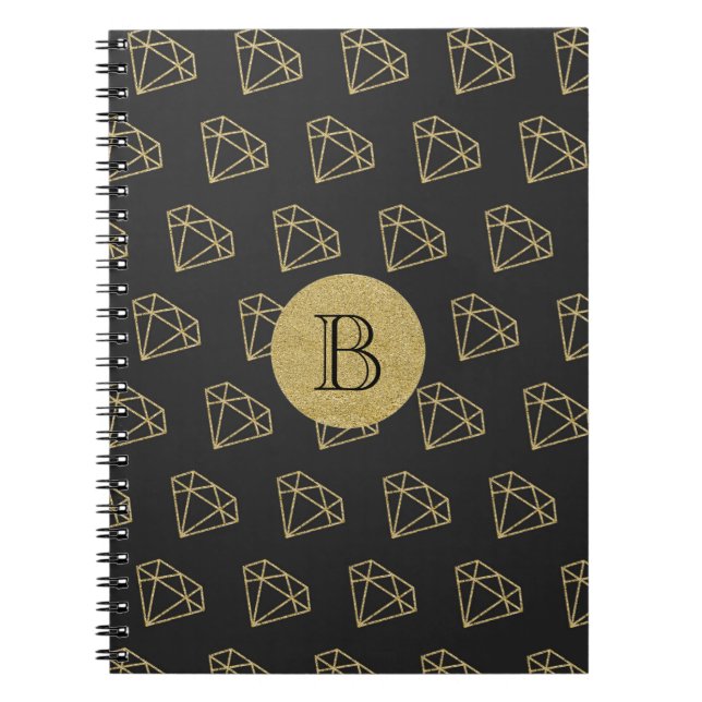Carnet Journal Diamant Moderne Luxe Brillance Or (Devant)