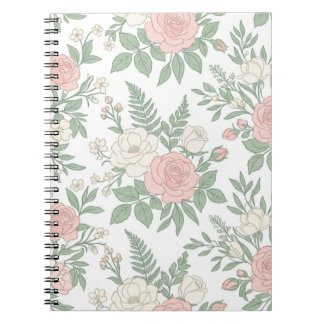 Carnet Journal Floral Rose Rose Vintage Élégant