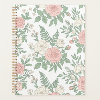 Carnet Journal Floral Rose Rose Vintage Élégant