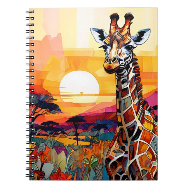 Carnet Journal Girafe Coucher de Soleil Africain (Devant)