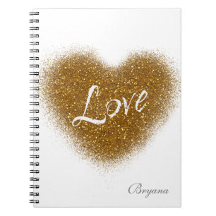 Carnet Journal Glamour Cœur Amour Paillettes Dorée