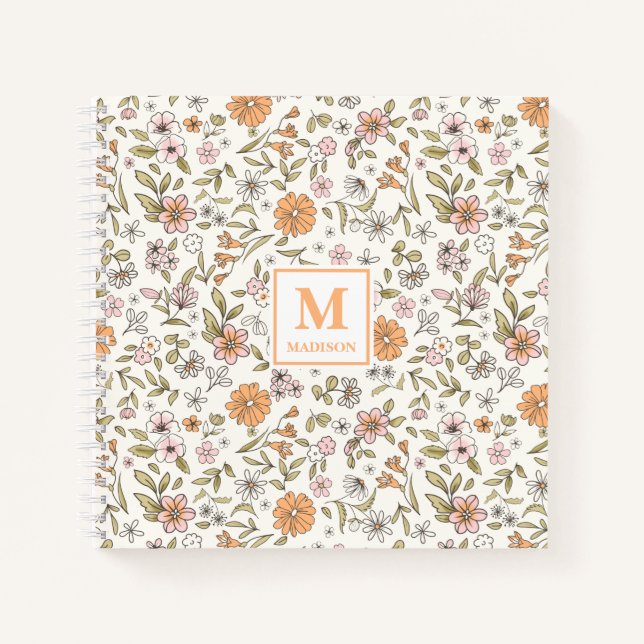 Carnet Journal Monogramme Fleur Sauvage (Devant)