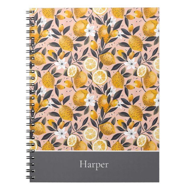Carnet Journal Personnalisé avec Motif Citron (Devant)