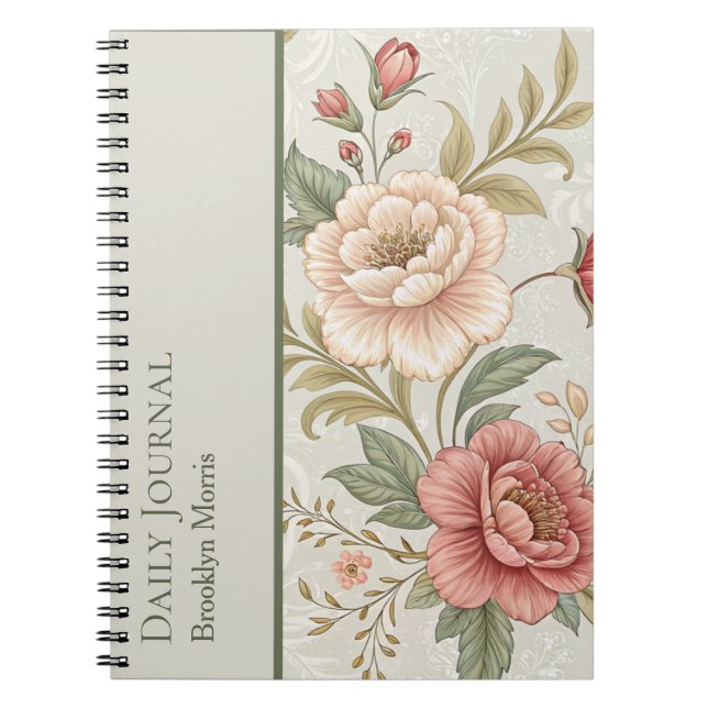 Carnet Journal/Planner personnalisé floral  (Devant)