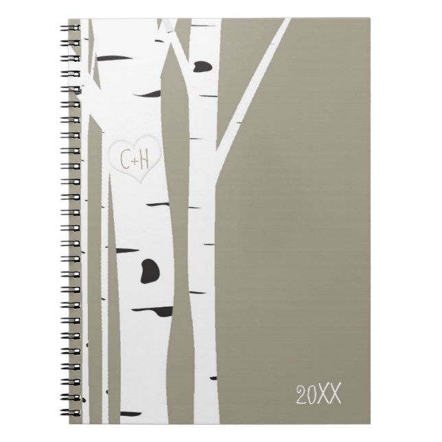 Carnet Journalier Coeur Sculpté Arbre Bouleau Rust (Devant)