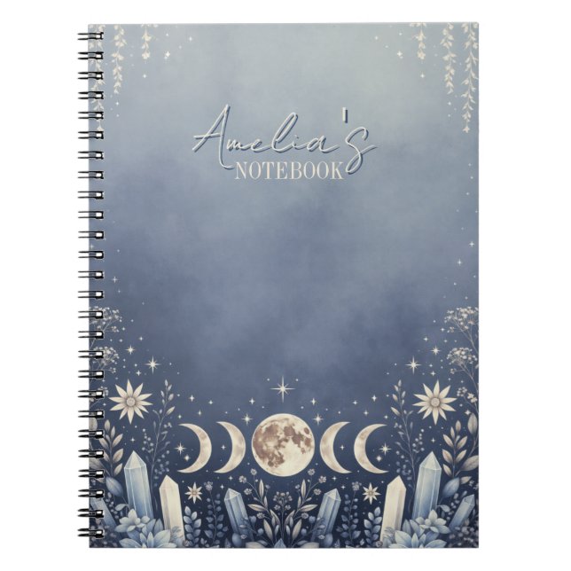 Carnet Journalier Phase Lunaire Céleste Bleu Pouss (Devant)