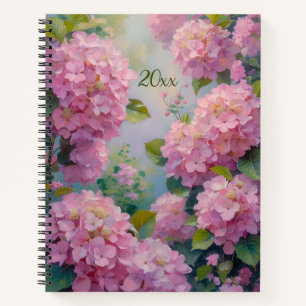 Carnet Journaux à reliure spirale Fleurs d'hortensias ros