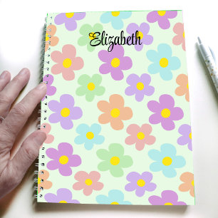 Carnet Journaux mignons multicolores de fleurs rétro pour