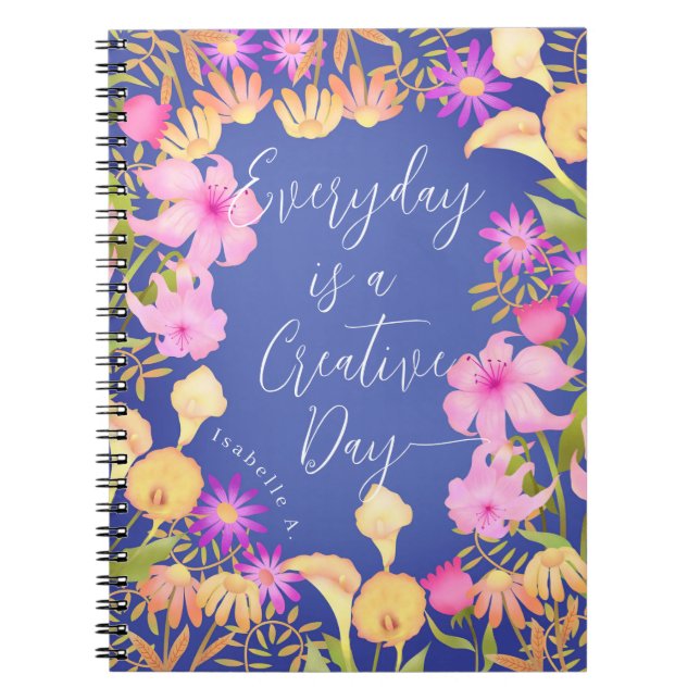 Carnet Journée créative au jardin floral violet (Devant)