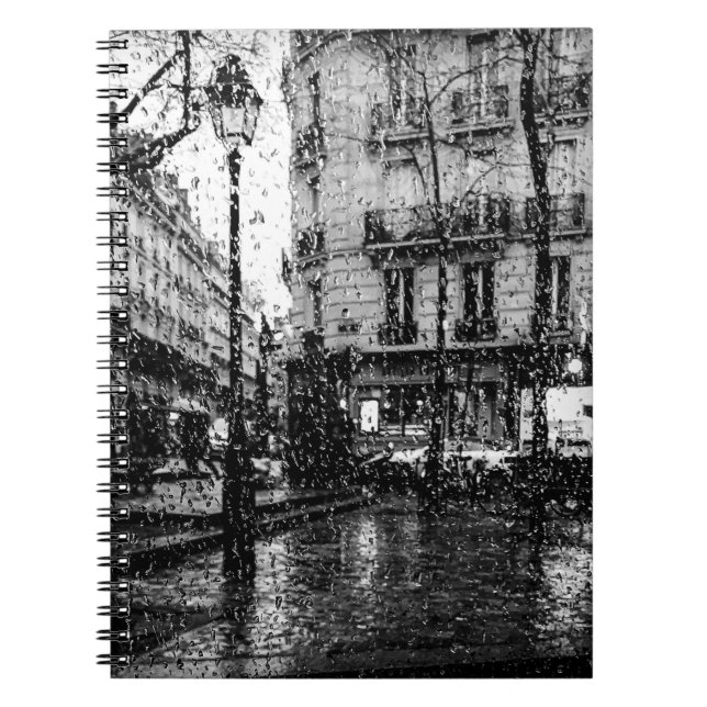 Carnet Journée des pluies à Paris| Noir et blanc (Devant)