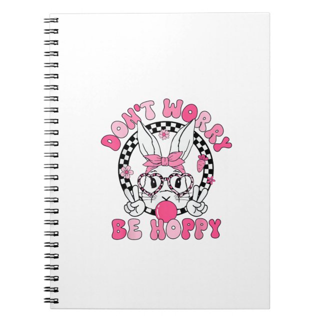 Carnet Joyeuses Pâques Lapin Groovy Visage Ne vous inquié (Devant)