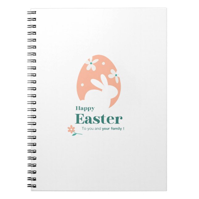 Carnet Joyeuses Pâques – Lapin & Œuf Décor Floral (Devant)