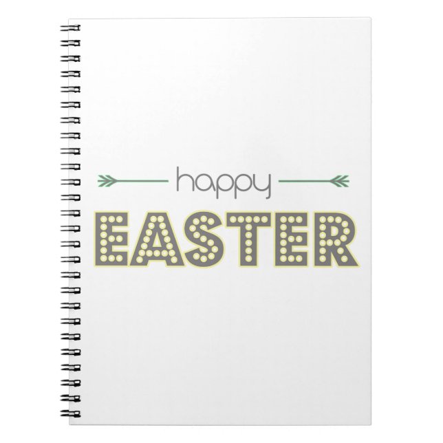 Carnet joyeuses pâques printemps jaune mint vert simple (Devant)