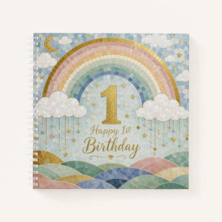 Carnet Joyeux 1er Anniversaire Mosaic Arc-en-Ciel Nuage D