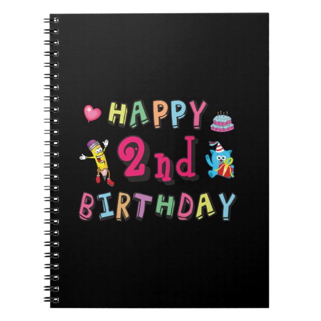 Carnet Joyeux 2ème anniversaire. 2 ans d'anniversaire. (Devant)
