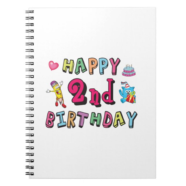 Carnet Joyeux 2ème anniversaire. 2 ans jour d'anniversair (Devant)