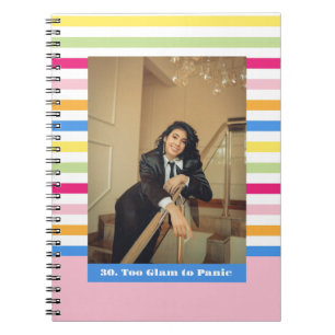 Carnet Joyeux 30e anniversaire bandes de photo colorées m
