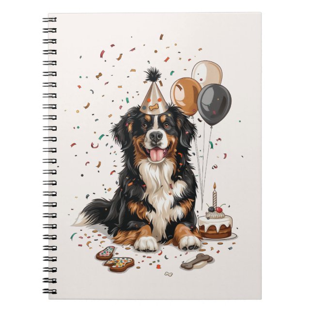 Carnet Joyeux anniversaire Bernese Mountain Dog (Devant)