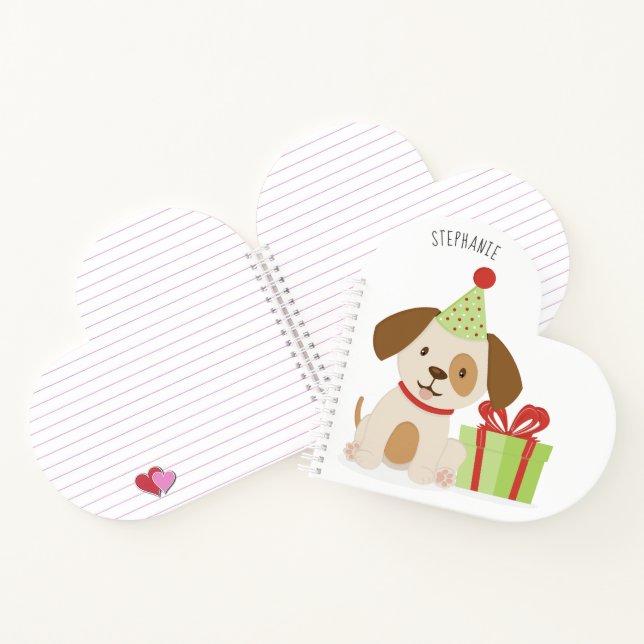 Carnet Joyeux Anniversaire Chiot Mignon (Intérieur)