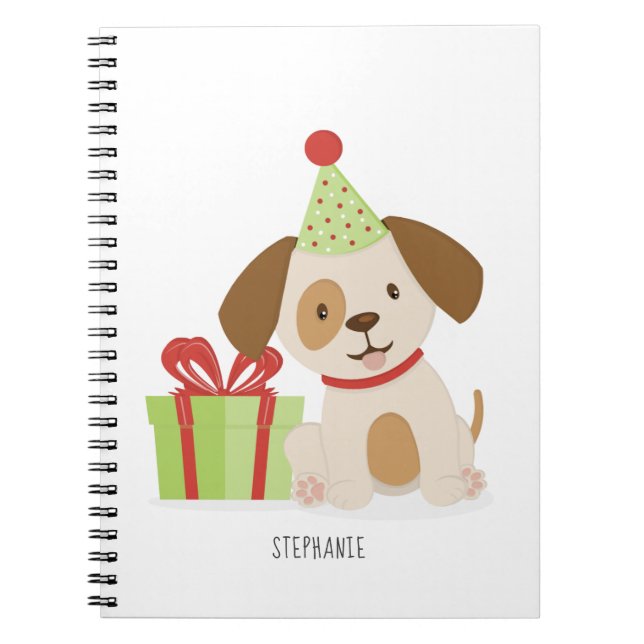 Carnet Joyeux Anniversaire Chiot Mignon (Devant)