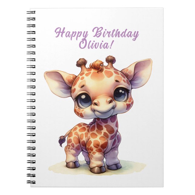 Carnet Joyeux anniversaire girafe mignon (Devant)