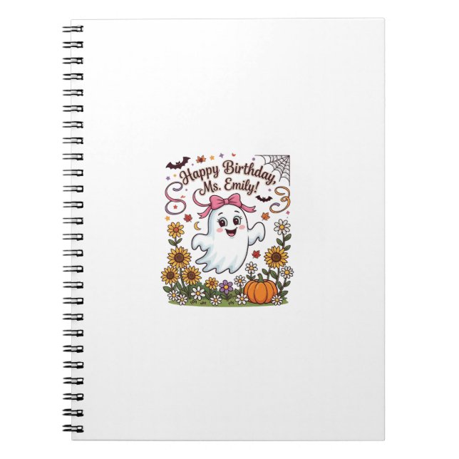 Carnet Joyeux Anniversaire Mlle Emily Halloween Fantôme C (Devant)