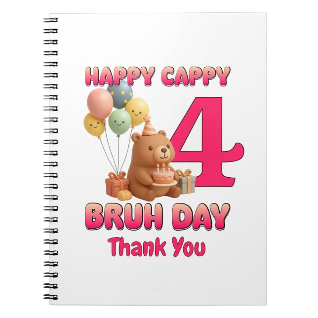 Carnet JOYEUX ANNIVERSAIRE Ourson Mignon 4ème Anniversair (Devant)