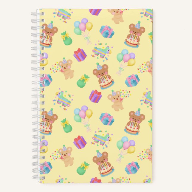 Carnet Joyeux Anniversaire Teddy Bear Jaune (Recto)
