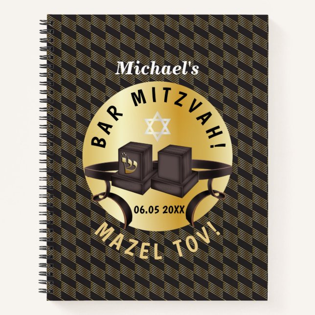 Carnet Joyeux Bar Mitzvah 20XX Or Merci (Devant)