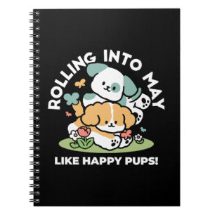 Carnet Joyeux Chiots Arrivés En Mai - Kawaii Dog Art