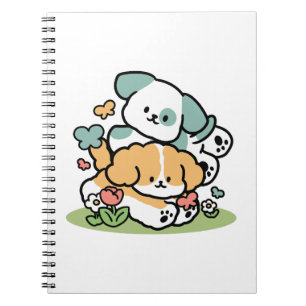Carnet Joyeux Chiots Arrivés En Mai - Kawaii Dog Art