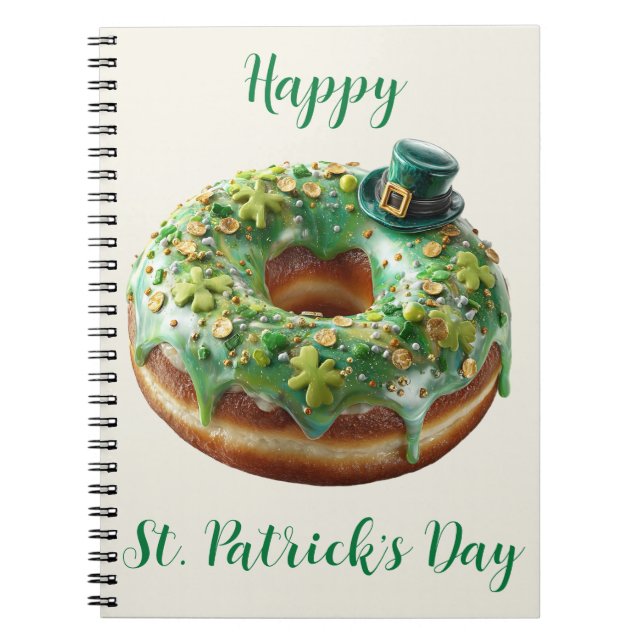 Carnet Joyeux donut de la Saint-Patrick avec chapeau de l (Devant)