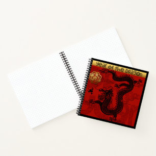 Carnet Joyeux dragon chinois Année Zodiac Anniversaire Sq