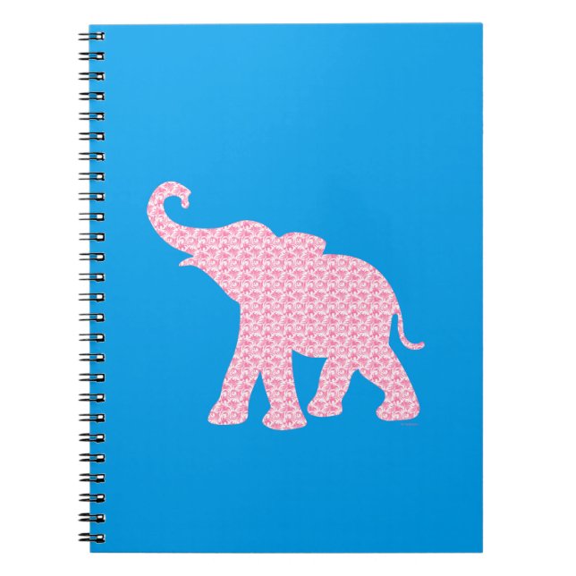 Carnet Joyeux Eléphant Rose Art Motif mou (Devant)