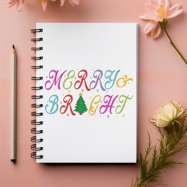 Carnet Joyeux et brillant Colorful Arbre de Noël Festif (Créateur téléchargé)
