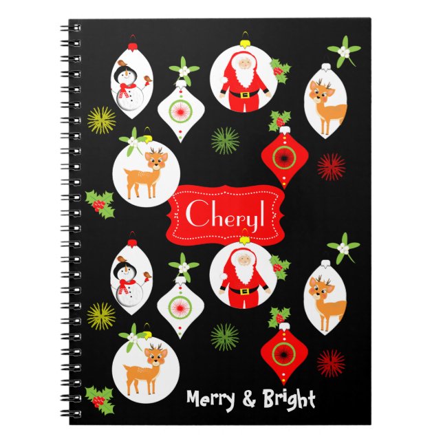 Carnet Joyeux et brillant joli thème de Noël (Devant)