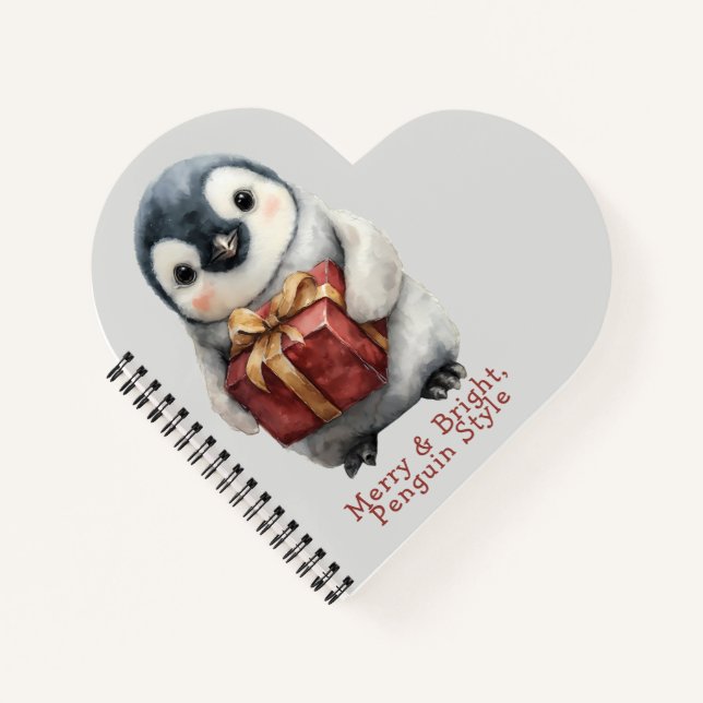 Carnet Joyeux et brillant pingouin Noël (Devant)