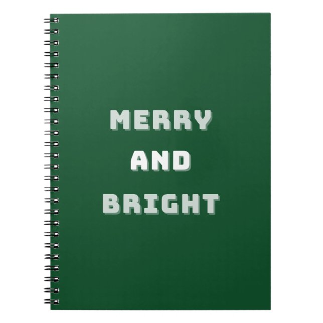 Carnet Joyeux et lumineux, Art de Noël vert, Vacances (Devant)