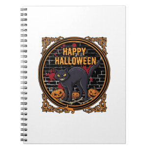 Carnet Joyeux Halloween Chat Noir Citrouilles Os_1