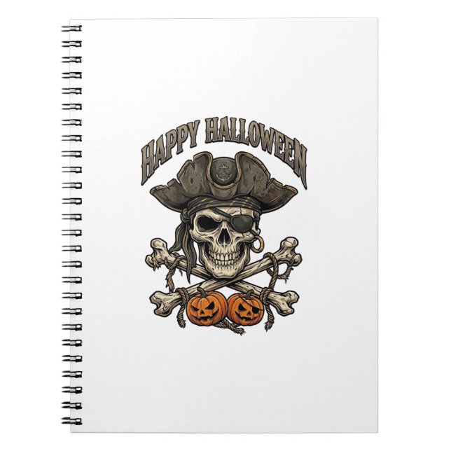 Carnet Joyeux Halloween Crâne de Pirate Os Croisés Citrou (Devant)