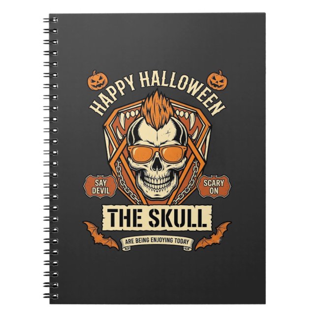 Carnet Joyeux Halloween Crâne Mohawk Lunettes de soleil C (Devant)