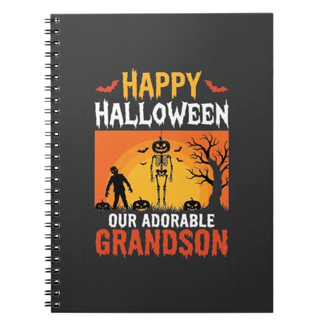 Carnet Joyeux Halloween Petit-Fils Squelette Citrouille (Devant)