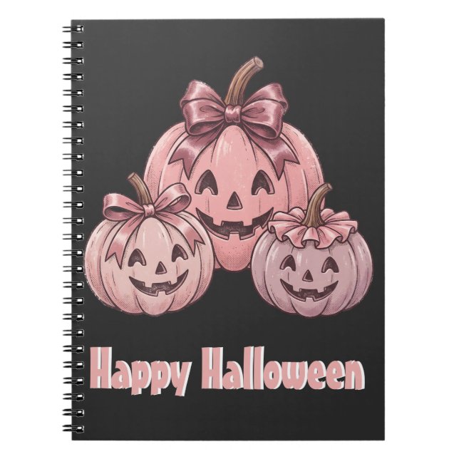 Carnet Joyeux Halloween Pinkoween Trio de Citrouilles Vin (Devant)